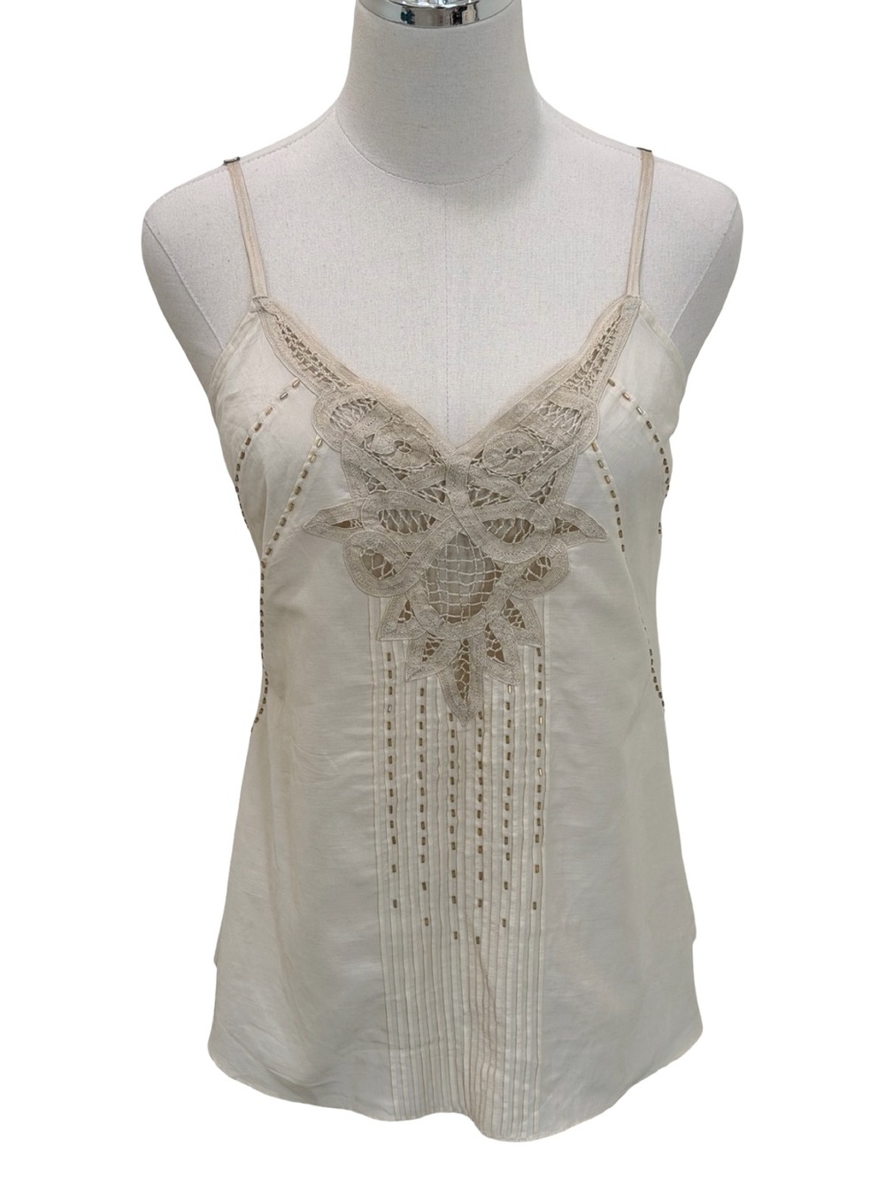 Y2K Abercrombie & Fitch Silk Blend Lace Embroidered Cami - Picture 2 of 7